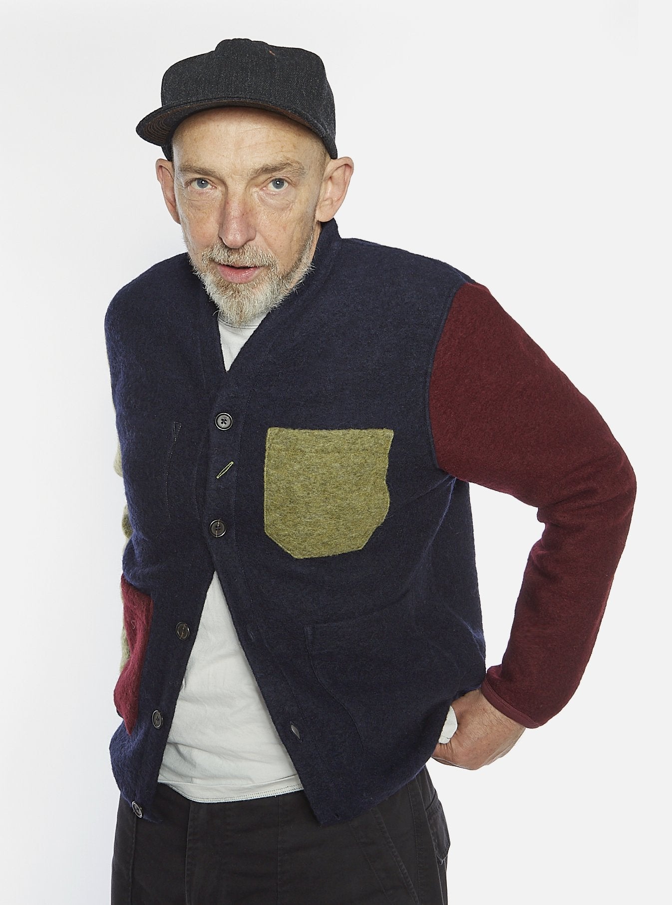 UNIVERSAL WORKS x Cardigan Fresco in Pile di Lana Navy 