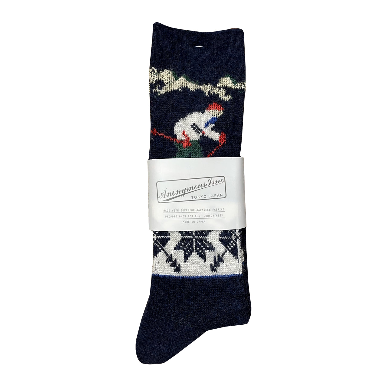 ANONYMOUS ISM Ski Jacquard Crew Wool Socks Navy