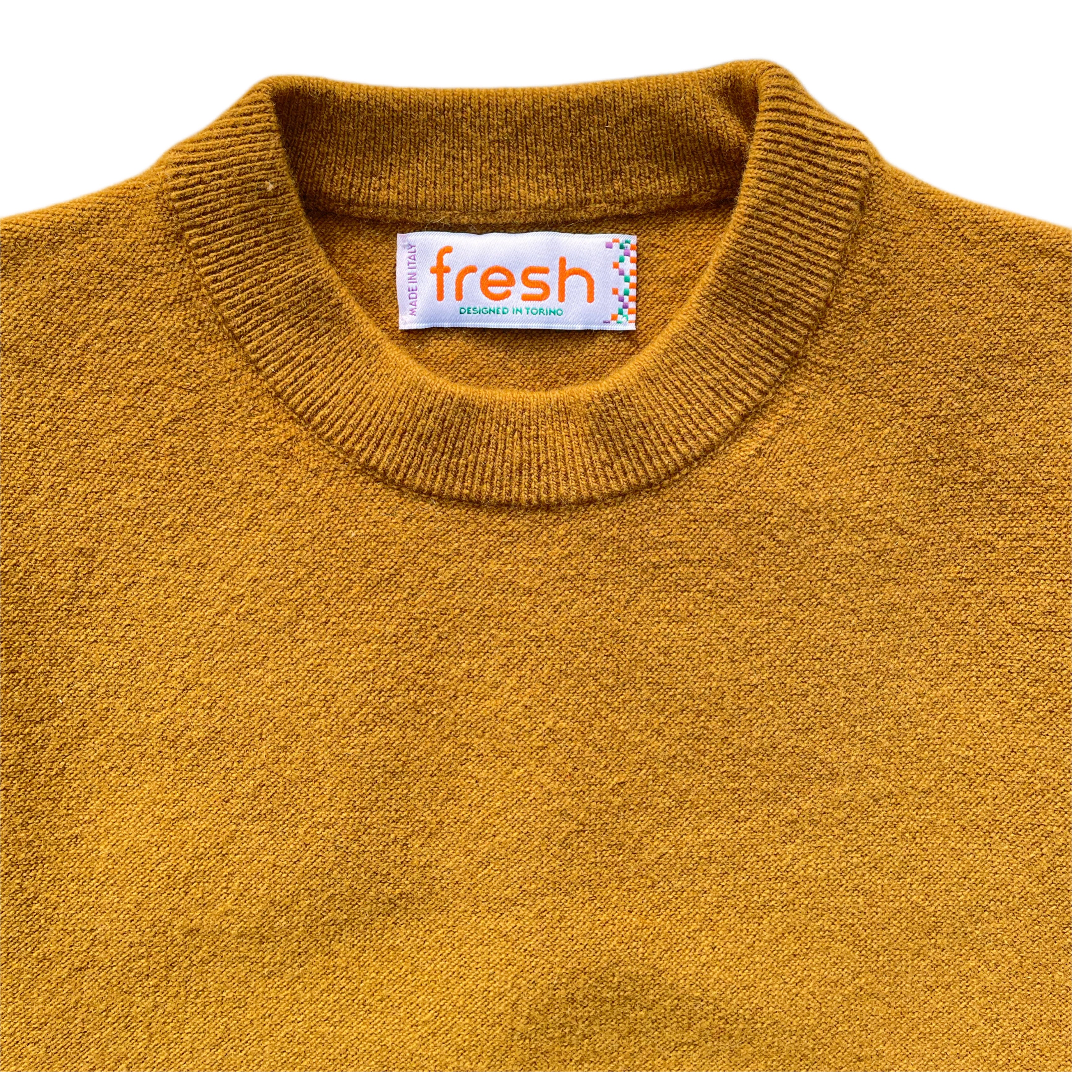 Maglione FRESH Girocollo in Lana Giallo Olio