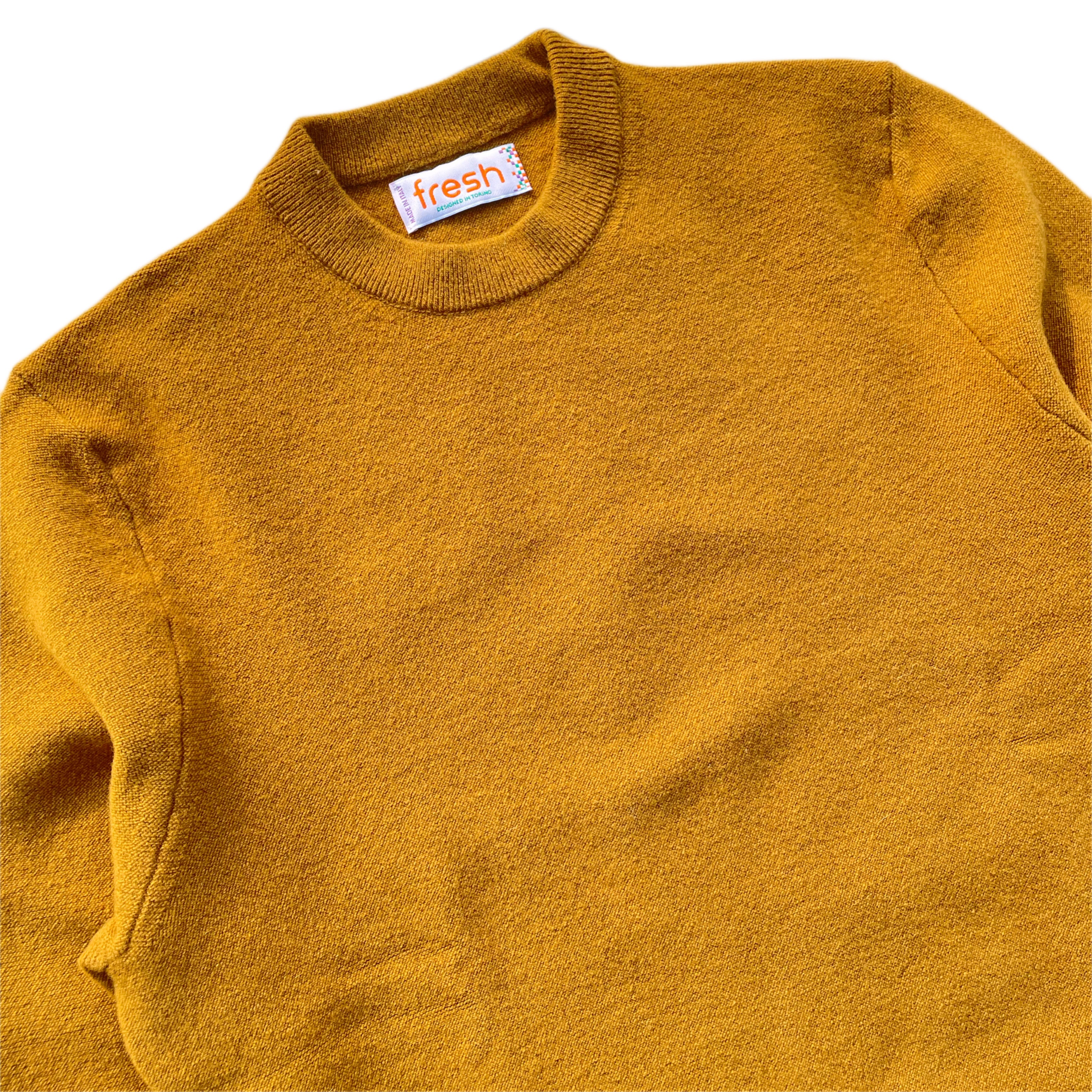 Maglione FRESH Girocollo in Lana Giallo Olio